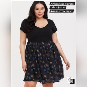 scoop neck challis and knitting skater dress